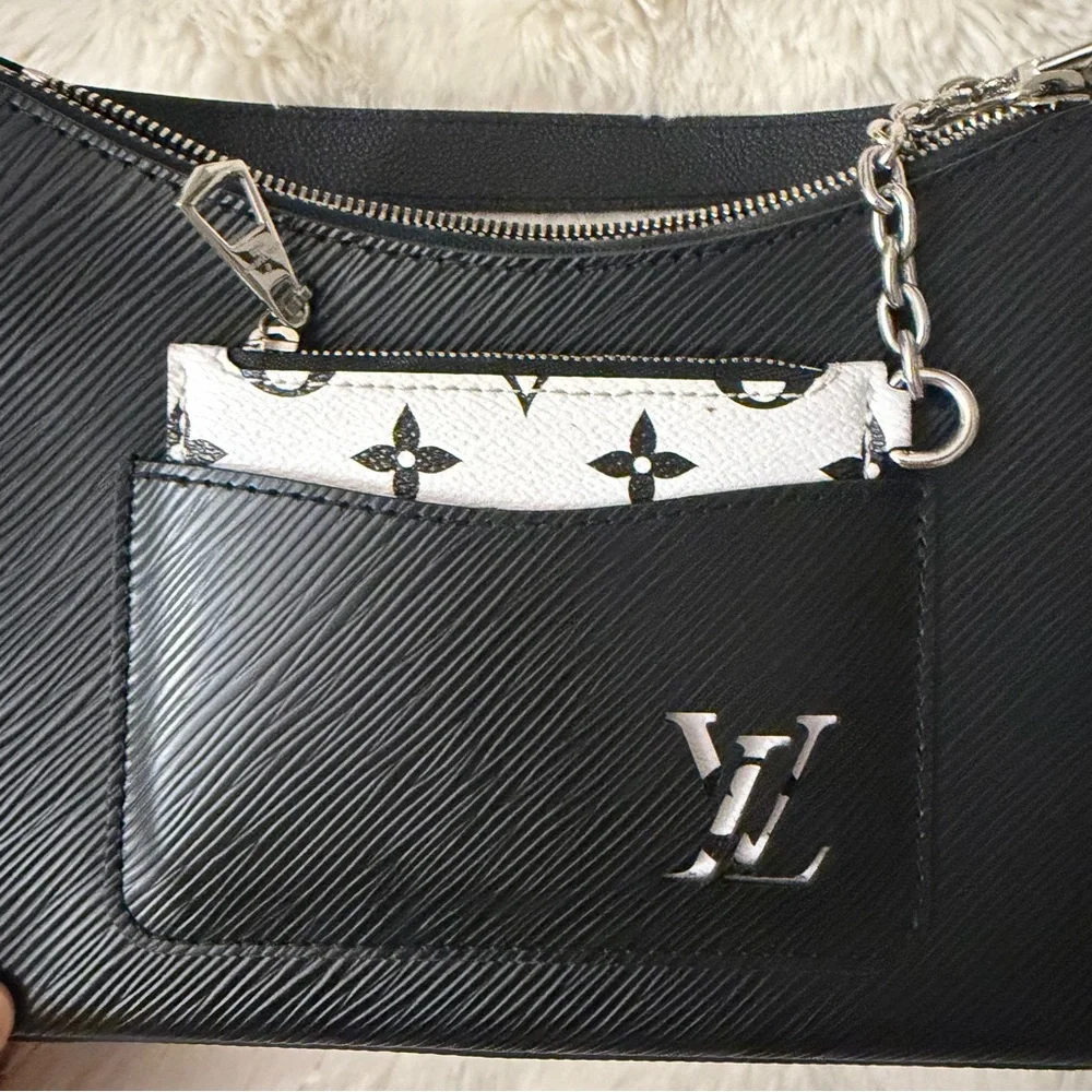 Louis Vuitton Black Marelle Shoulder Bag with Silver Hardware - Picture 6 of 8